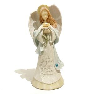 Foundations Enesco Angel Figurine March Blue Birthstone Gift Karen Hahn 2004 God